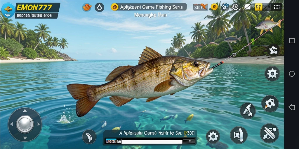 Tampilan gameplay EMON777 dengan suasana memancing yang menawan.