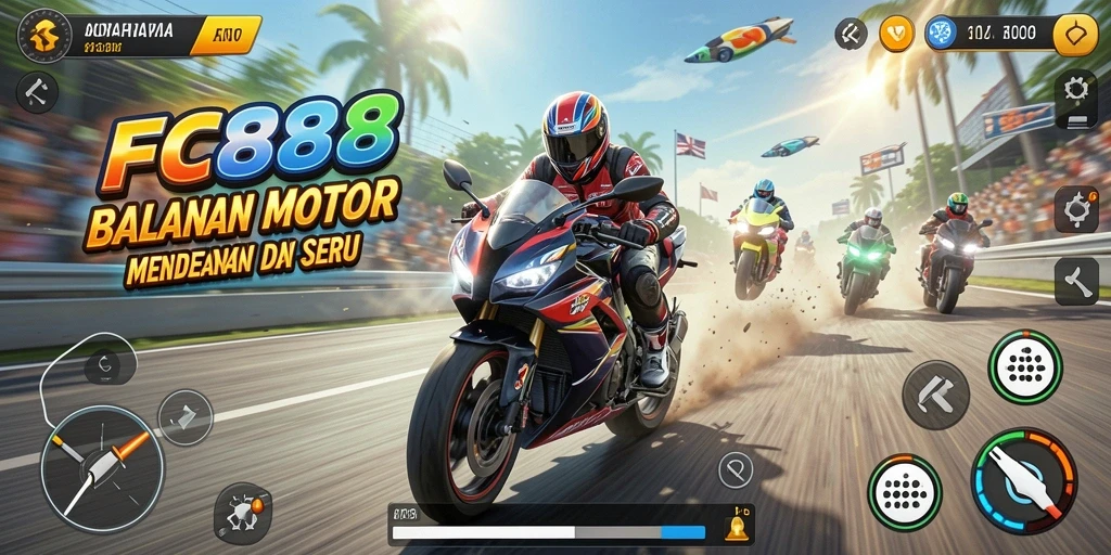Screenshot FC888 menampilkan adu balap motor yang cepat dan seru.