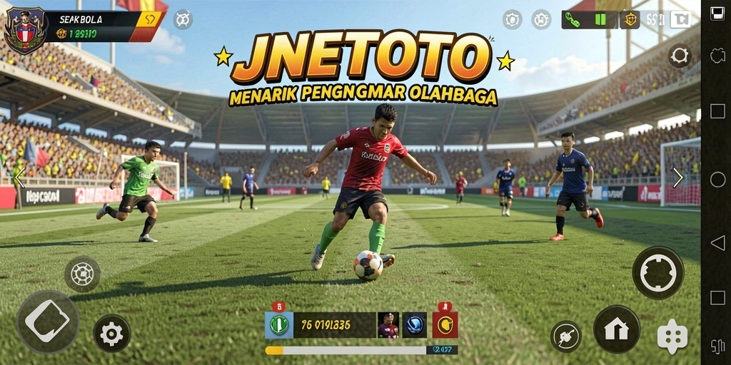 Tampilan gameplay JNETOTO yang realistis dalam pertandingan sepak bola.