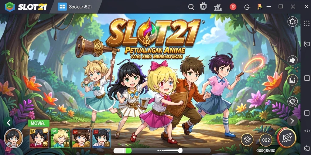 Tampilan screenshot permainan SLOT21 yang penuh aksi dan karakter anime.