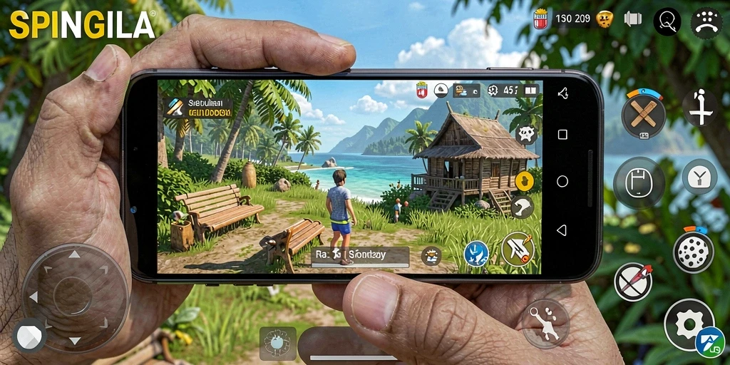 Tampilan gameplay SPINGILA yang interaktif dan penuh warna.