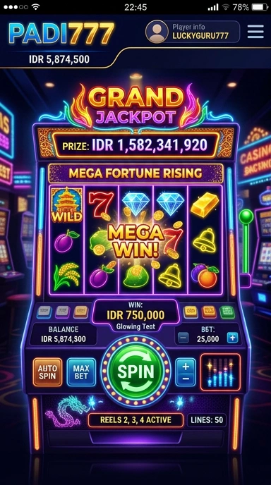 Tampilan utama aplikasi padi777 yang user-friendly dan sederhana.